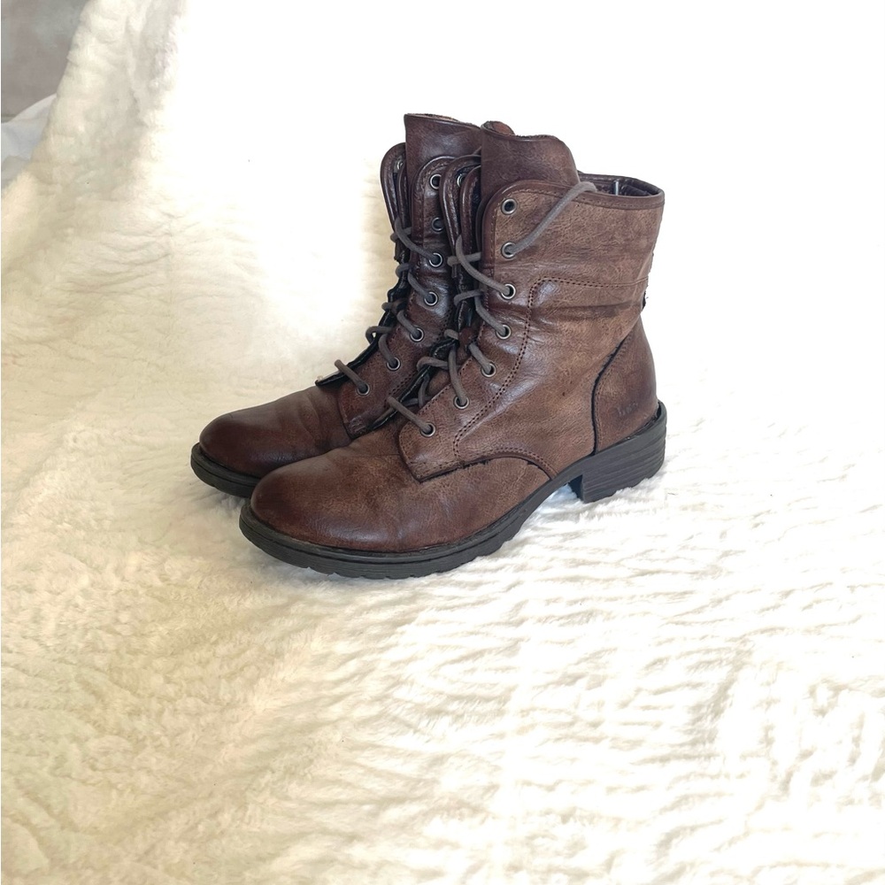 Women's BOC Brown Combat Boots Plaid Fold Down Size 7.5